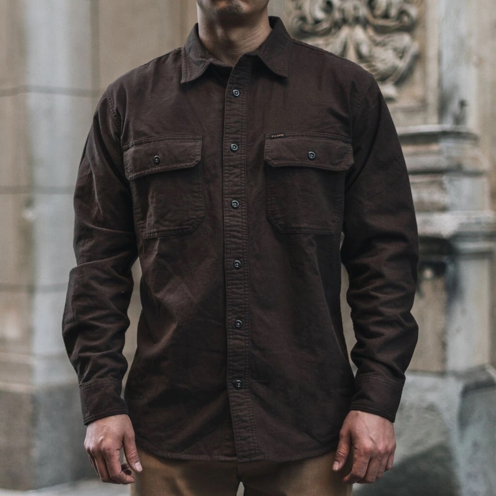 XXL field flannel shirt in cigar brown.